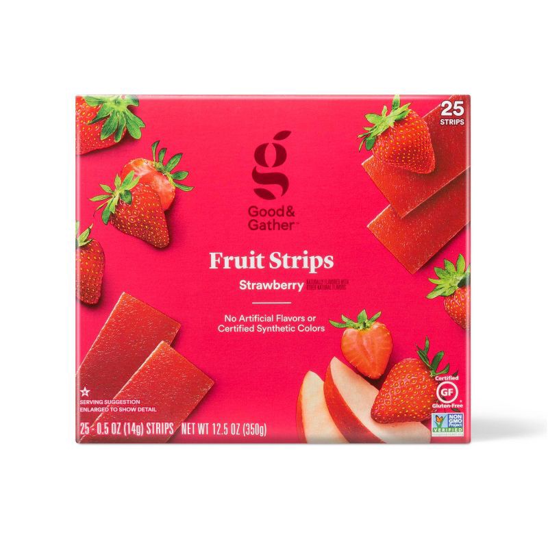 slide 1 of 3, Strawberry Fruit Strips - 25ct/12.5oz - Good & Gather™, 25 ct, 12.5 oz