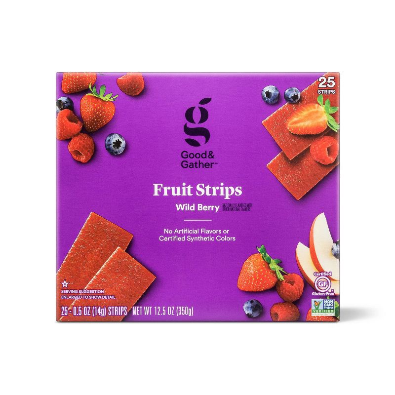 slide 1 of 3, Wild Berry Fruit Strips - 12.5oz/25ct - Good & Gather™, 25 ct; 12.5 oz