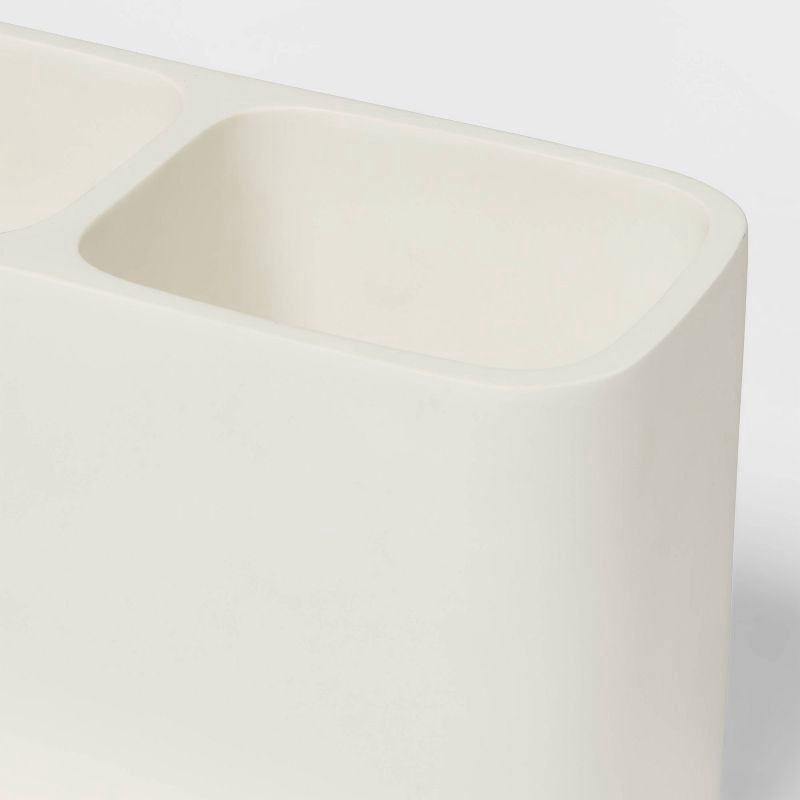 slide 4 of 4, Vanity Organizer White - Threshold™: Resin Bathroom Countertop Storage for Makeup Brushes & Toothbrushes, 1 ct