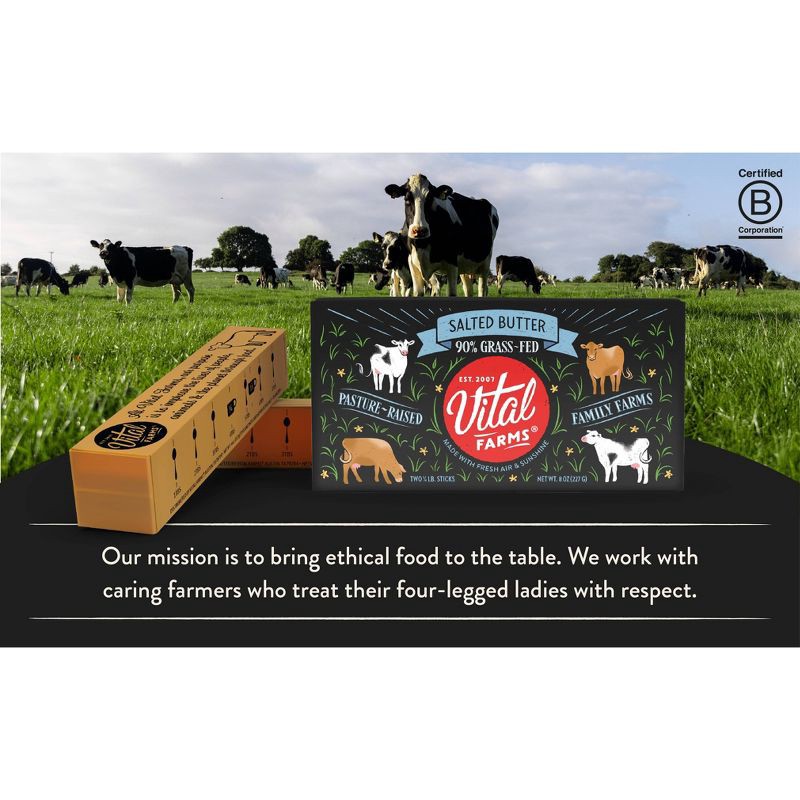 slide 4 of 9, Vital Farms Pasture-Raised Sea Salted Butter - 8oz, 8 oz