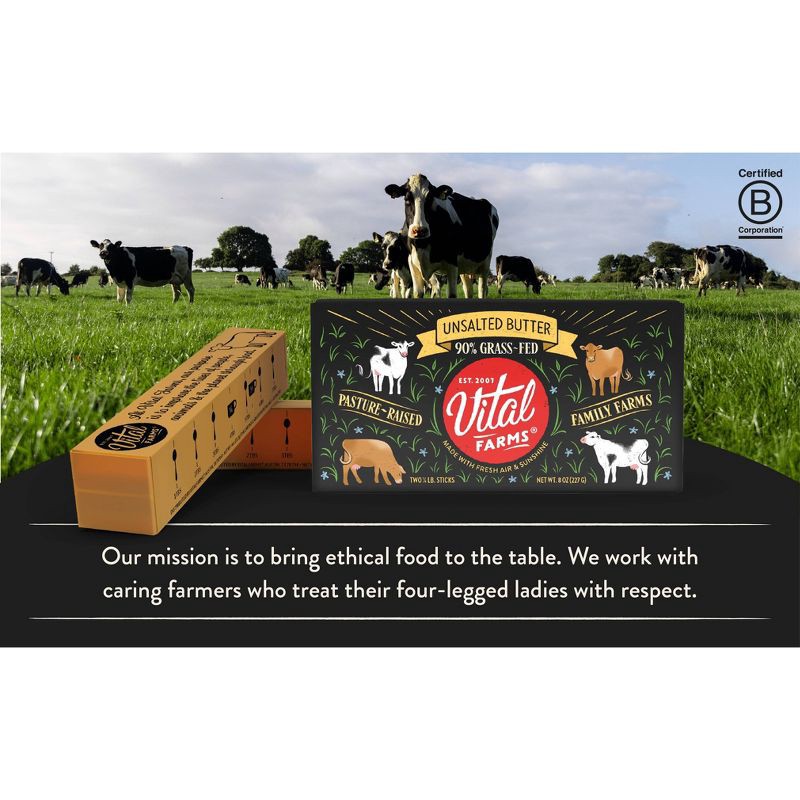 slide 4 of 9, Vital Farms Pasture-Raised Unsalted Butter - 8oz, 8 oz