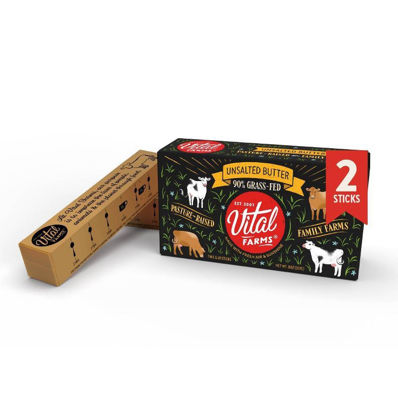 slide 1 of 9, Vital Farms Pasture-Raised Unsalted Butter - 8oz, 8 oz