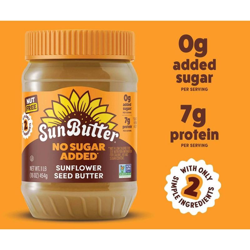 slide 5 of 6, SunButter No Sugar Added Sunflower Butter - 16oz, 16 oz