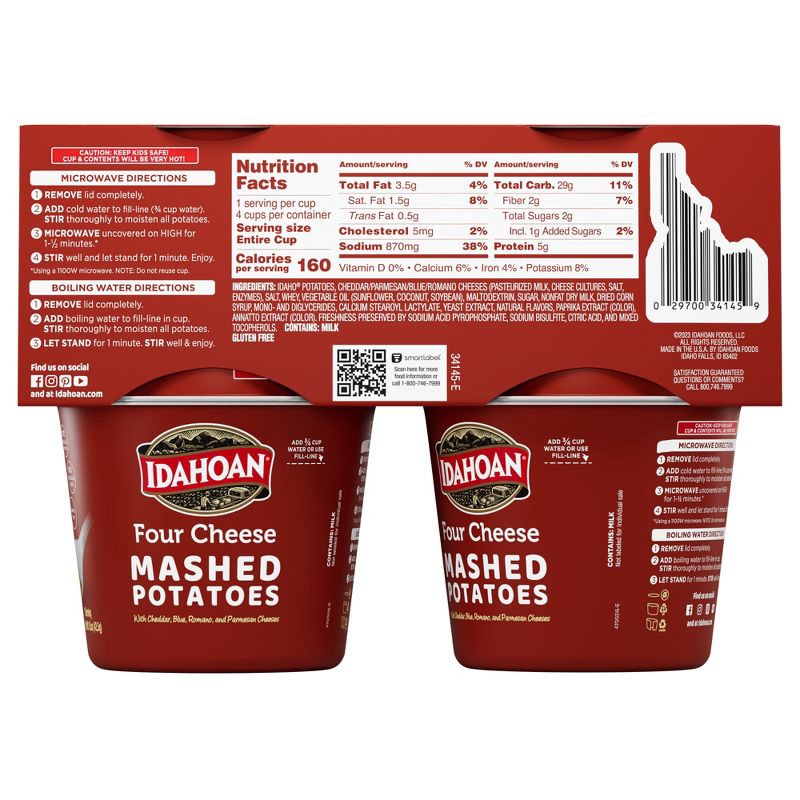slide 2 of 11, Idahoan Gluten Free Four Cheese Mashed Potato Cups - 6oz/4ct, 4 ct; 6 oz