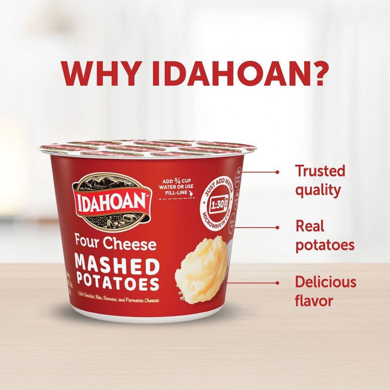 slide 9 of 11, Idahoan Gluten Free Four Cheese Mashed Potato Cups - 6oz/4ct, 4 ct; 6 oz
