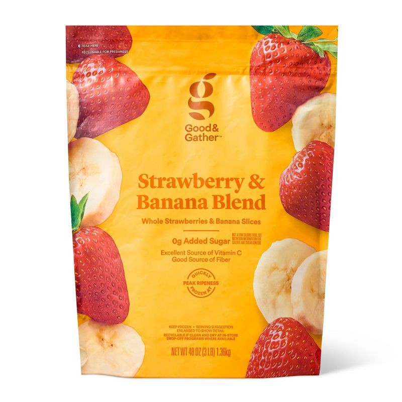 slide 1 of 4, Strawberry Banana Frozen Fruit Blend - 48oz - Good & Gather™, 48 oz