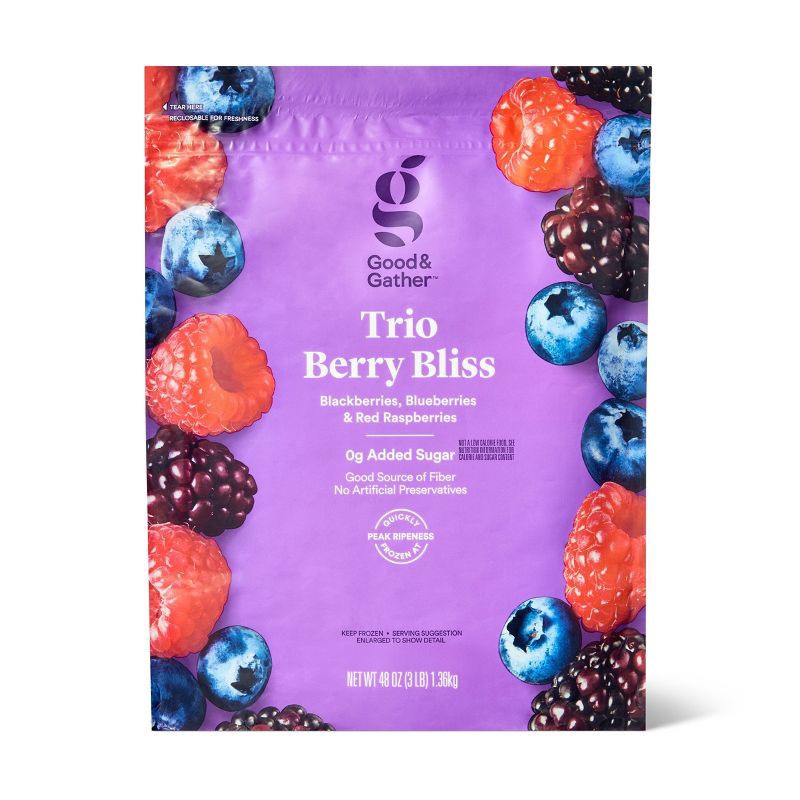 slide 1 of 6, Trio Berry Bliss Frozen Fruit Blend - 48oz - Good & Gather™, 48 oz