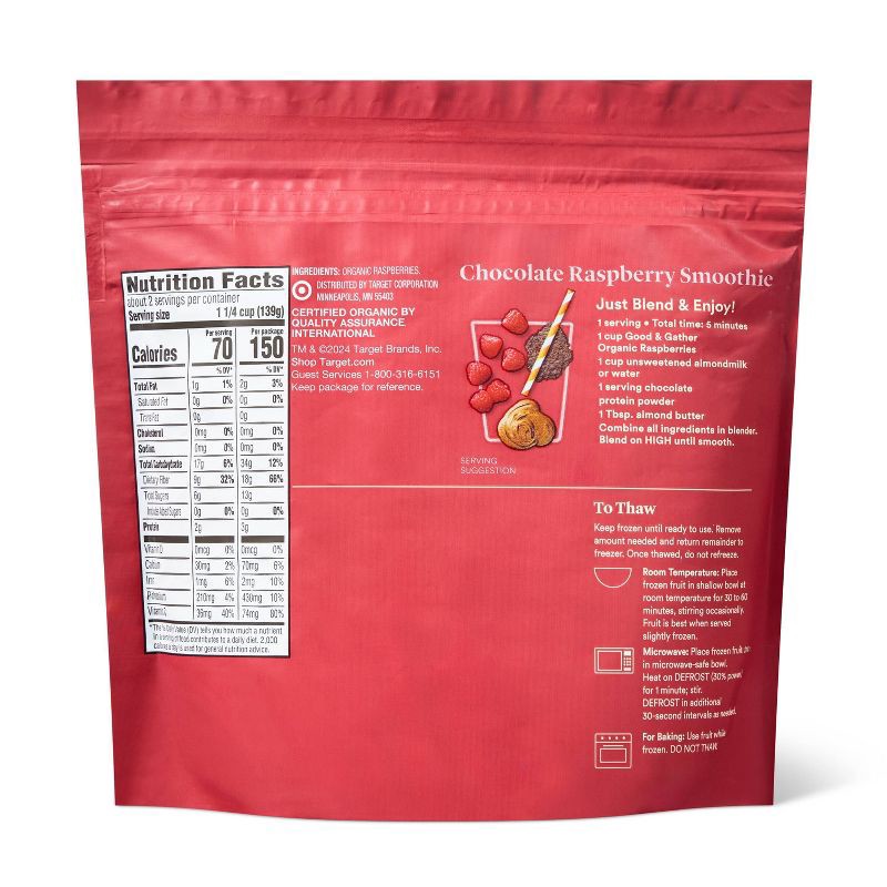slide 2 of 3, Organic Frozen Red Raspberries - 10oz - Good & Gather™, 10 oz