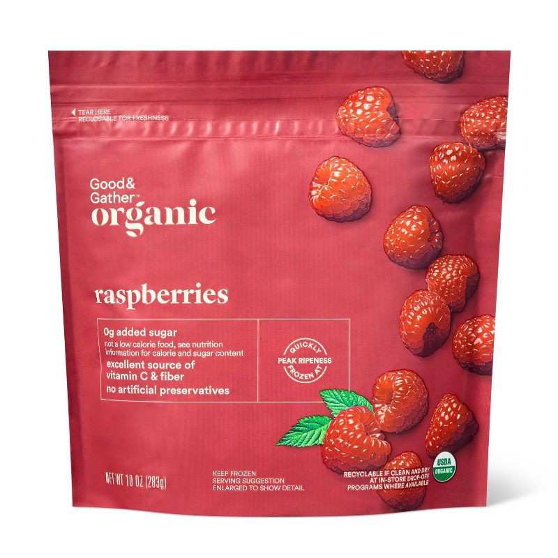 slide 1 of 3, Organic Frozen Red Raspberries - 10oz - Good & Gather™, 10 oz