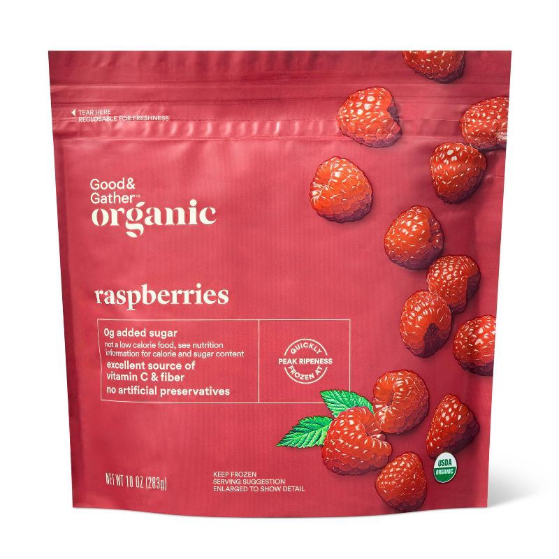 slide 1 of 6, Organic Frozen Red Raspberries - 10oz - Good & Gather™, 10 oz