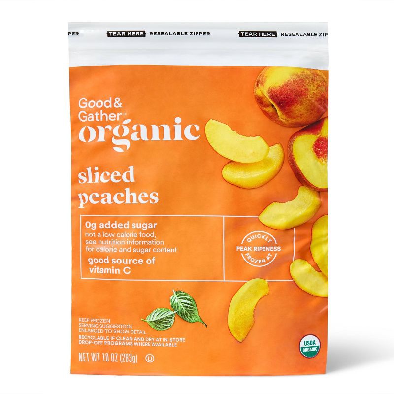 slide 1 of 3, Organic Frozen Sliced Peaches - 10oz - Good & Gather™, 10 oz