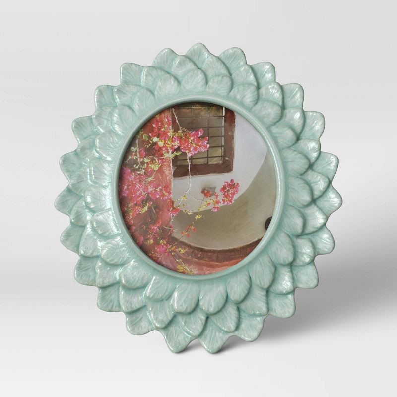 slide 1 of 3, 4" x 4" Stoneware Frame with Transparent Crackle Glaze Green - Opalhouse, 1 ct