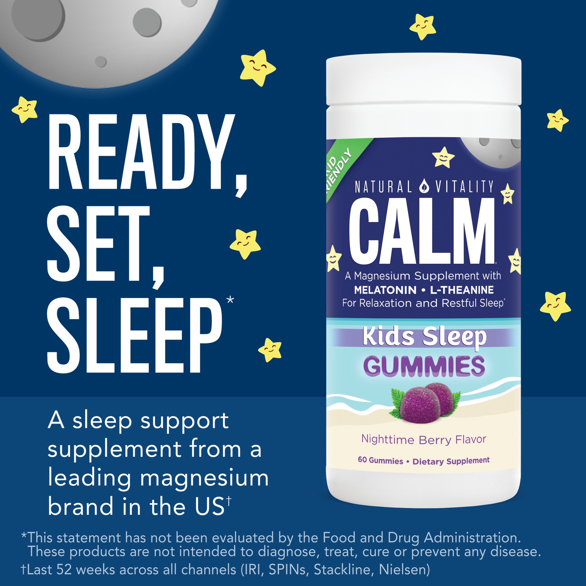 slide 5 of 5, Natural Vitality SLEEP Nighttime Berry Kids Magnesium Supplement Gummies – 120 Count, 1 Bottle, 1 ct