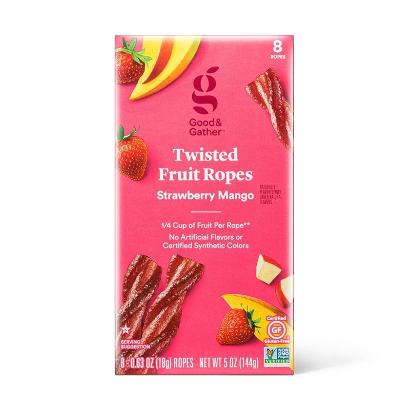 slide 1 of 2, Strawberry Mango Fruit Twists - 5oz/8ct - Good & Gather™, 8 ct; 5 oz
