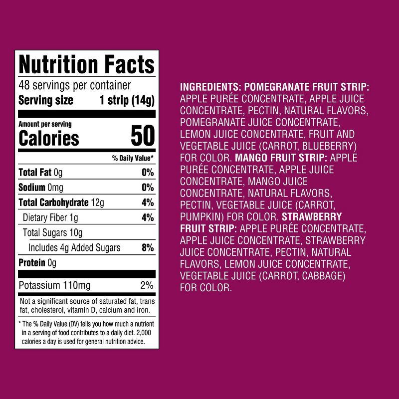 slide 4 of 4, Pomegranate, Mango and Strawberry Fruit Strips Variety Pack - 24oz/48ct - Good & Gather™, 24 oz, 48 ct