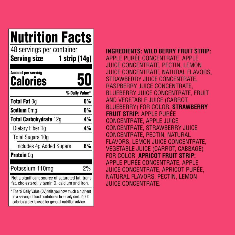 slide 4 of 4, Strawberry, Apricot and Wildberry Fruit Strips Variety Pack - 24oz/48ct - Good & Gather™, 24 oz, 48 ct