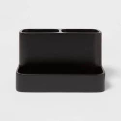 Vanity Organizer Black - Threshold™: Resin Bathroom Countertop Storage, Toothbrush & Makeup Brush Holder