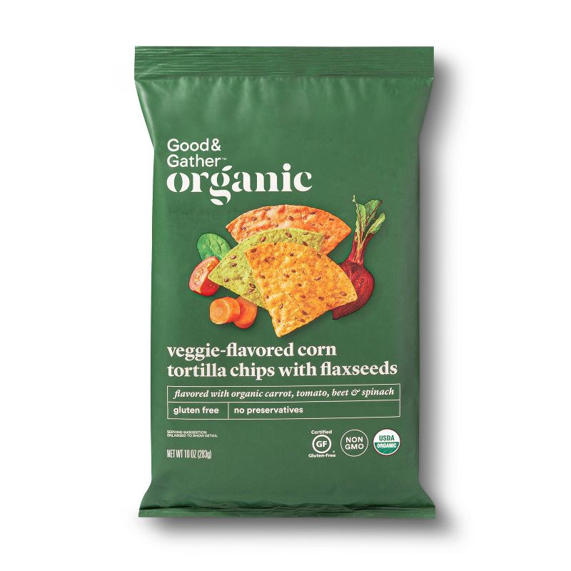 slide 1 of 3, Organic Veggie Tortilla Chips - 10oz - Good & Gather™, 10 oz