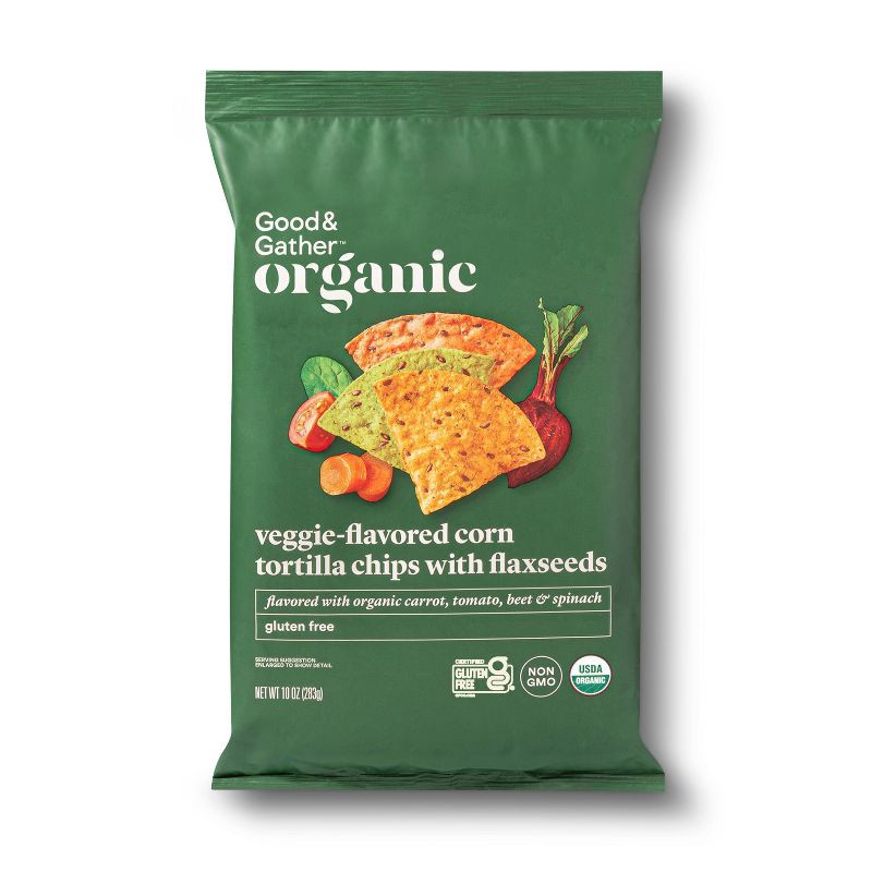 slide 1 of 3, Organic Veggie Tortilla Chips - 10oz - Good & Gather™, 10 oz