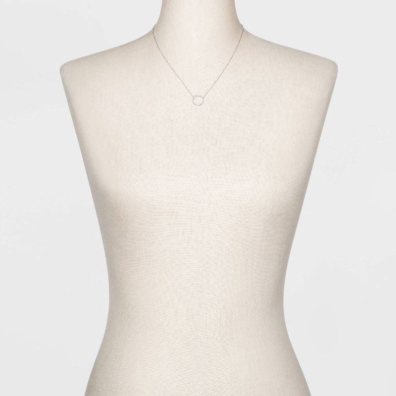 slide 2 of 2, Sterling Silver Pave Cubic Zirconia Circle Chain Necklace - A New Day™ Silver/Clear, 1 ct