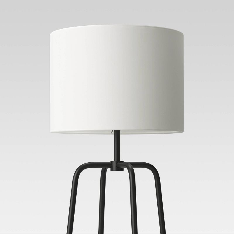 slide 4 of 4, 20" Etagere Power Source Shelf Floor Lamp Black Metal/Wood - Threshold™: USB Port, Modern Design, 1 ct