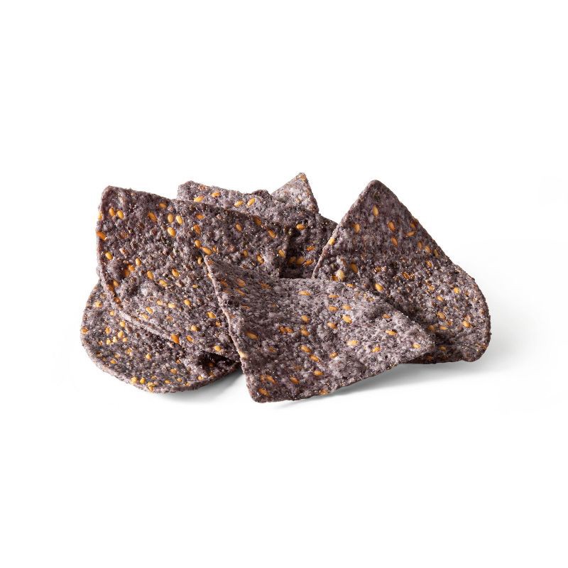 slide 2 of 3, Organic Blue Corn Tortilla Chips with Flax Seeds - 12oz - Good & Gather™, 12 oz