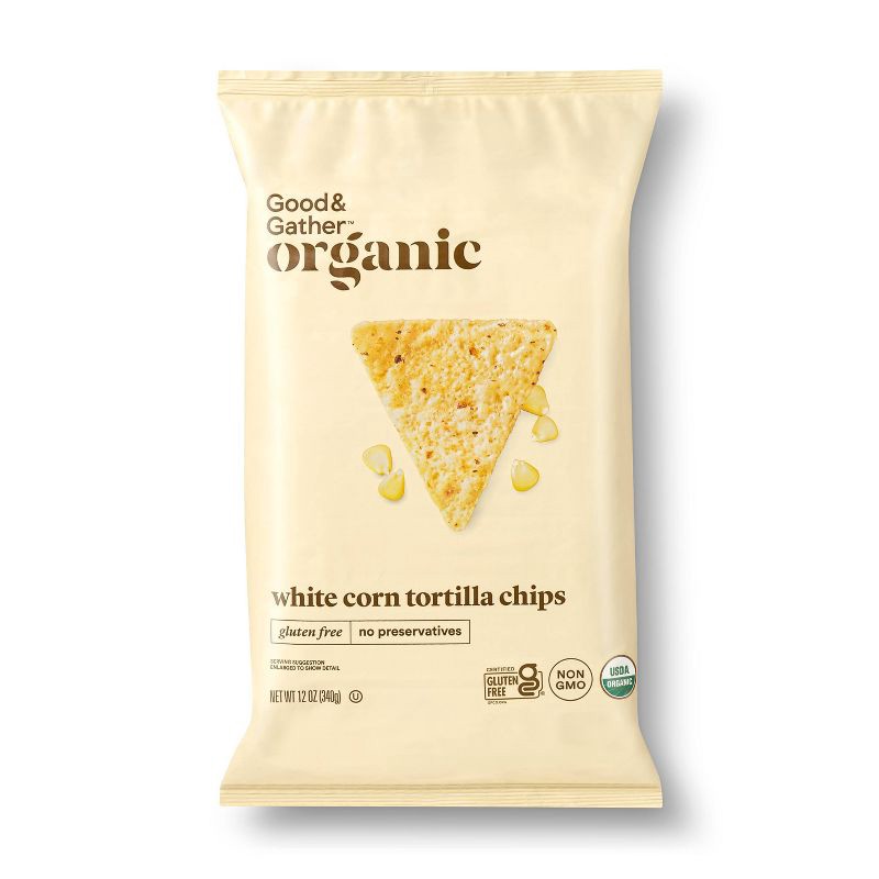 slide 1 of 3, Organic White Corn Tortilla Chips - 12oz - Good & Gather™, 12 oz