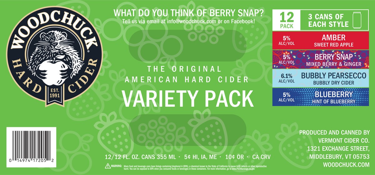 slide 5 of 8, Woodchuck Hard Cider - Variety Pack CANS 12 Pack, 12oz Can, 12 ct; 12 oz
