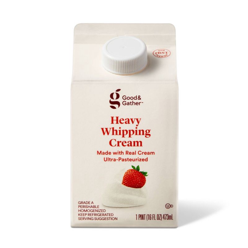 slide 1 of 4, Heavy Whipping Cream - 16 fl oz (1pt) - Good & Gather™, 16 fl oz, 1 pint