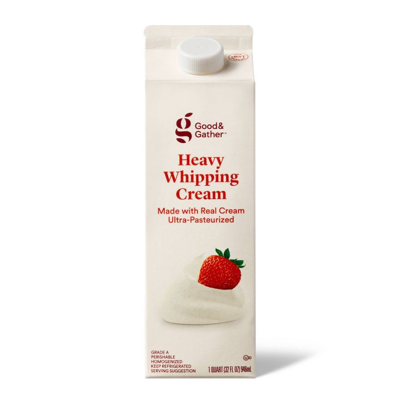 slide 1 of 4, Heavy Whipping Cream - 32 fl oz (1qt) - Good & Gather™, 32 fl oz, 1 qt