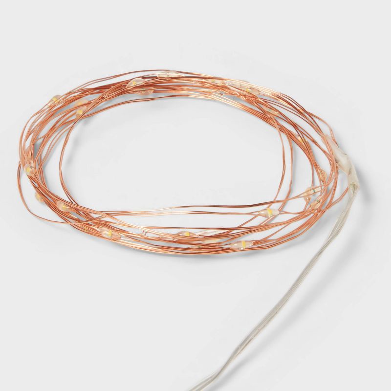 slide 3 of 5, 30ct Battery Operated LED Christmas Dewdrop Fairy String Lights Warm White with Copper Wire - Wondershop™, 30 ct