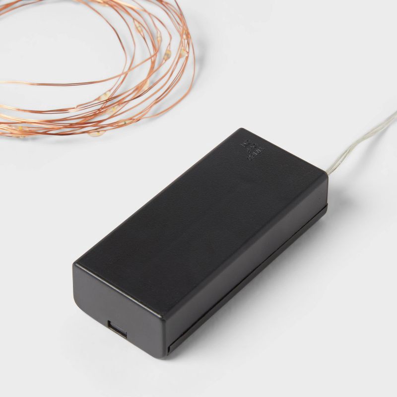 slide 4 of 5, 30ct Battery Operated LED Christmas Dewdrop Fairy String Lights Warm White with Copper Wire - Wondershop™, 30 ct