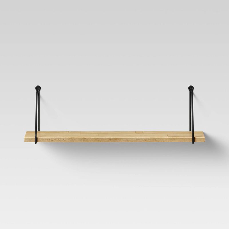 slide 3 of 3, 24" x 6" Wood Wall Shelf with Hanging Wire Matte Black - Threshold™, 1 ct