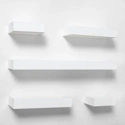 5pc Modern Wall Shelf Set White - Threshold™: MDF Composite, Open Design, Includes Mounting Hardware