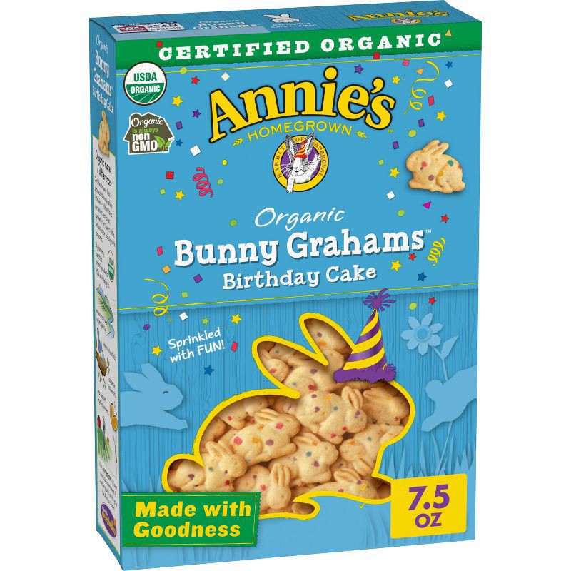 slide 1 of 8, Annie's Homegrown Organic Birthday Cake Bunny Grahams Snacks - 7.5oz, 7.5 oz