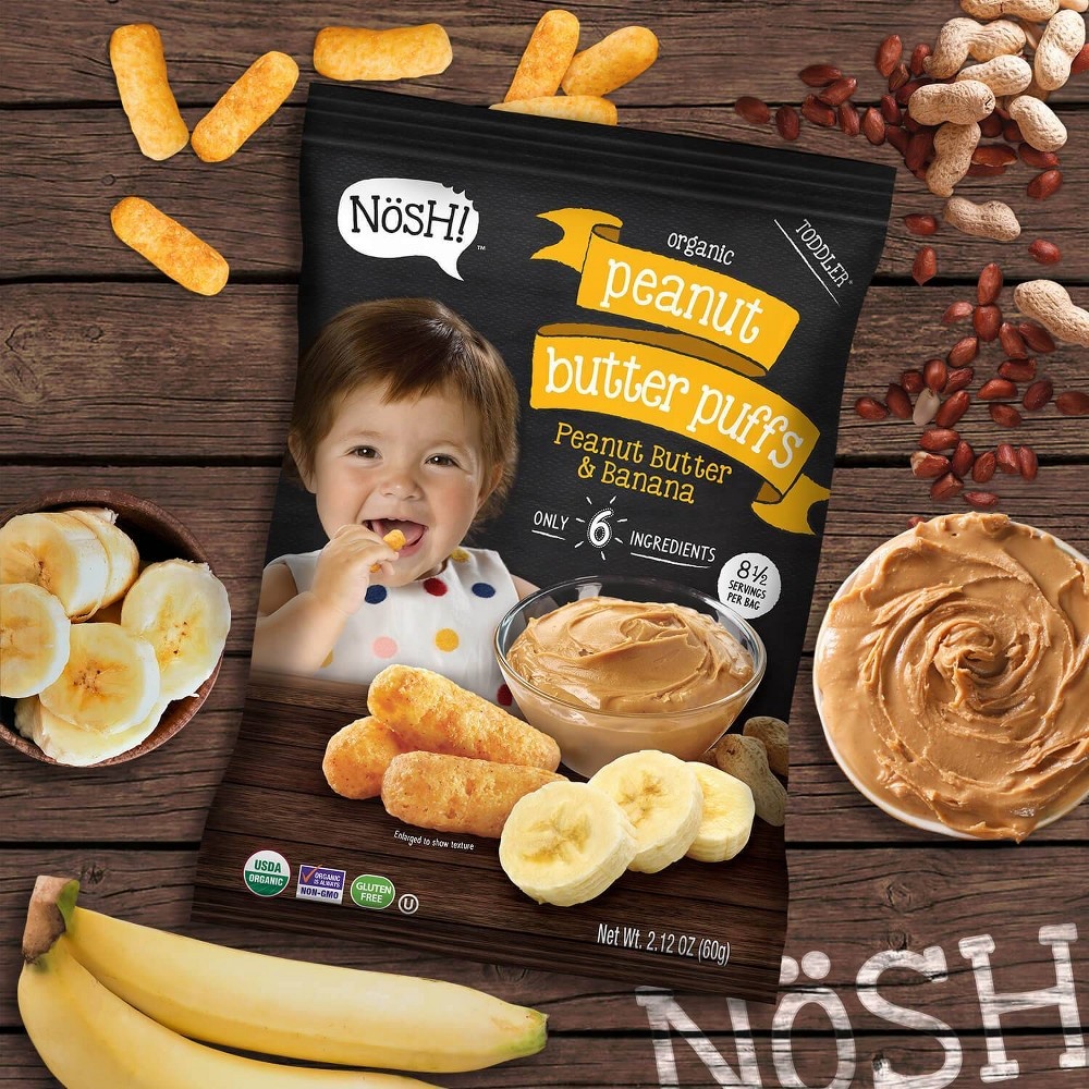 slide 2 of 3, Nosh Peanut Butter & Banana Puffs, 2.12 oz