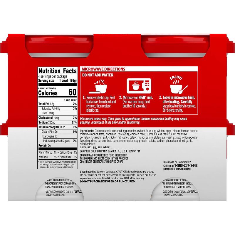 slide 10 of 11, Campbell's Homestyle Chicken Noodle Soup Microwavable Mini Cups - 28oz/4pk, 4 ct; 28 oz
