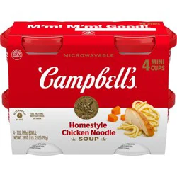 Campbell's Homestyle Chicken Noodle Soup Microwavable Mini Cups - 28oz/4pk