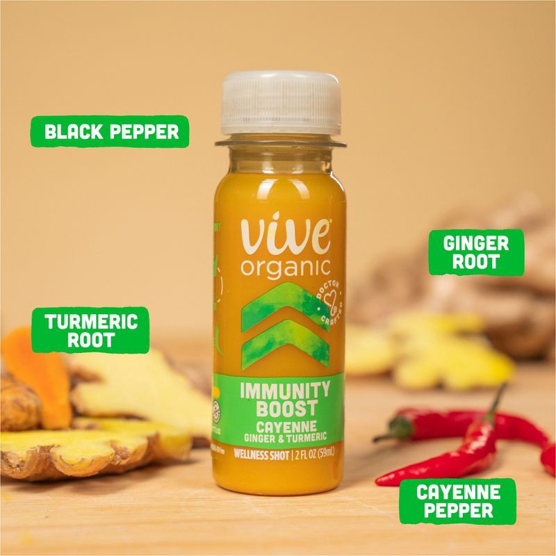 slide 3 of 9, Vive Organic Immunity Boost Cayenne, Ginger & Turmeric Wellness Shot - 2 fl oz, 2 fl oz