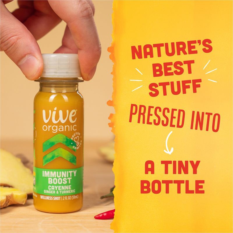 slide 4 of 9, Vive Organic Immunity Boost Cayenne, Ginger & Turmeric Wellness Shot - 2 fl oz, 2 fl oz
