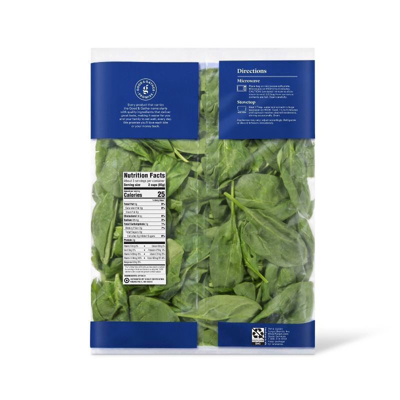 slide 2 of 4, Fresh Steam-in-Bag Spinach - 9oz - Good & Gather™, 9 oz