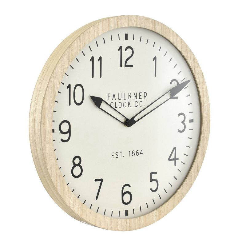 slide 2 of 4, 16" Wall Clock Wood - Threshold™: Round MDF, Off-White Face, Traditional Style, 1 ct