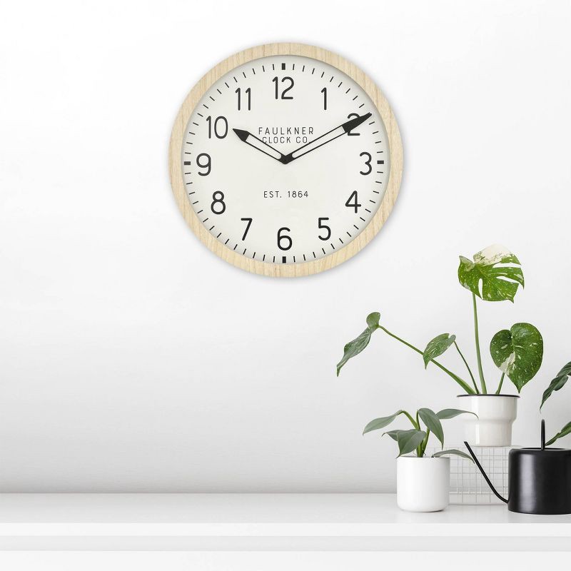 slide 4 of 4, 16" Wall Clock Wood - Threshold™: Round MDF, Off-White Face, Traditional Style, 1 ct