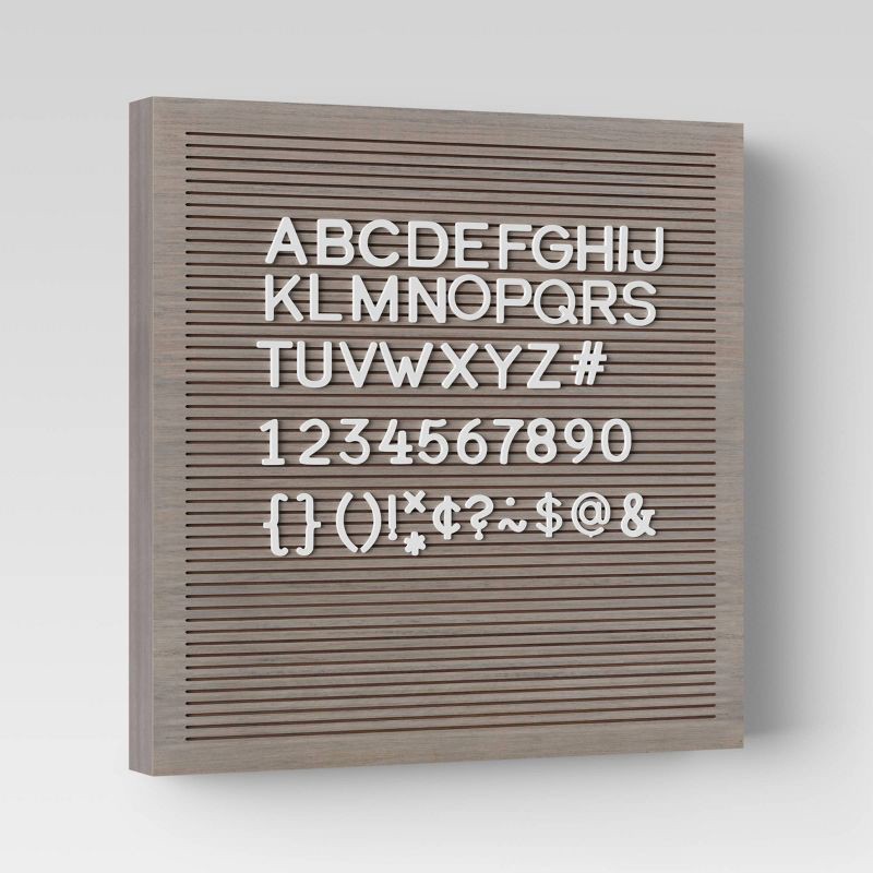 slide 3 of 5, 14"x 14" Wood Letterboard Gray - Threshold™: MDF Message Board with 181 Characters, Wall Sign Panel, 1 ct