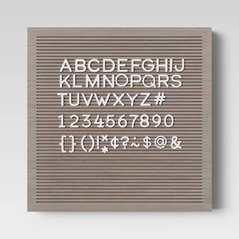 slide 1 of 5, 14"x 14" Wood Letterboard Gray - Threshold™: MDF Message Board with 181 Characters, Wall Sign Panel, 1 ct