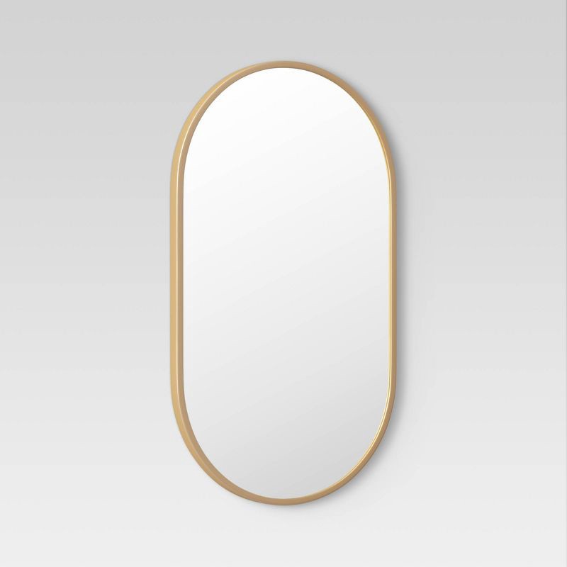 slide 3 of 3, 16" x 28" Metal Oval Pill Mirror Gold - Project 62™, 1 ct
