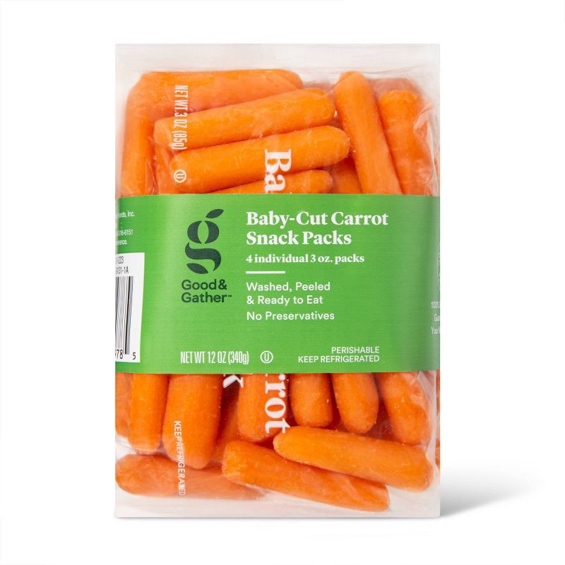 slide 1 of 4, Baby-Cut Carrot Snack Pack - 3oz/4ct - Good & Gather™, 4 ct; 3 oz