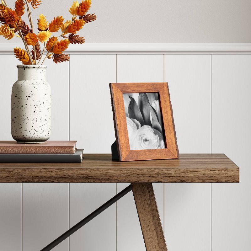 slide 2 of 4, 4" x 6" Vertical Sides Natural Frame Antique Wood - Threshold™: Rustic Tabletop Decor, Easel Back, 1 ct