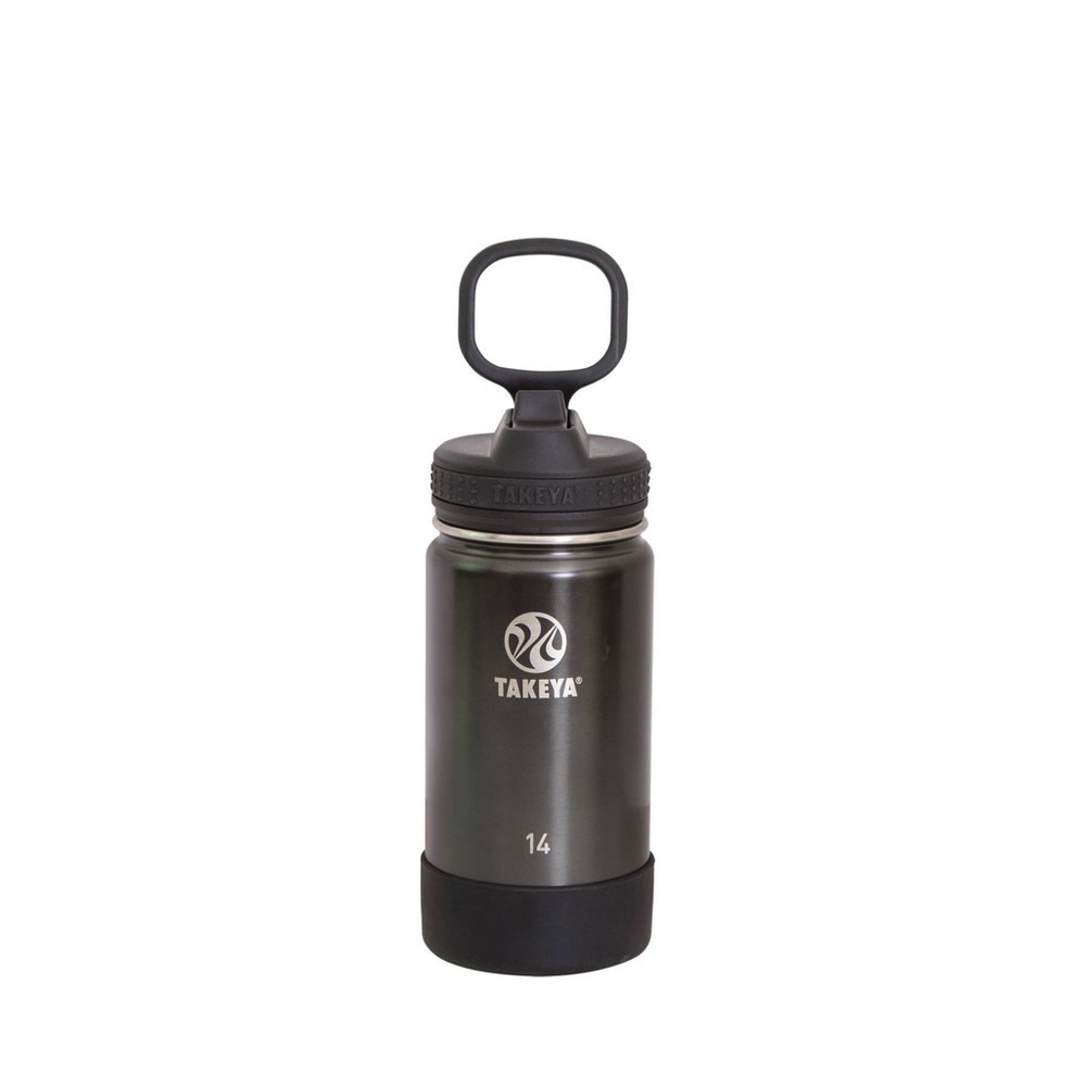 slide 2 of 6, Takeya 14oz Actives Insulated Stainless Steel Bottle with Straw Lid - Black Slate, 1 ct
