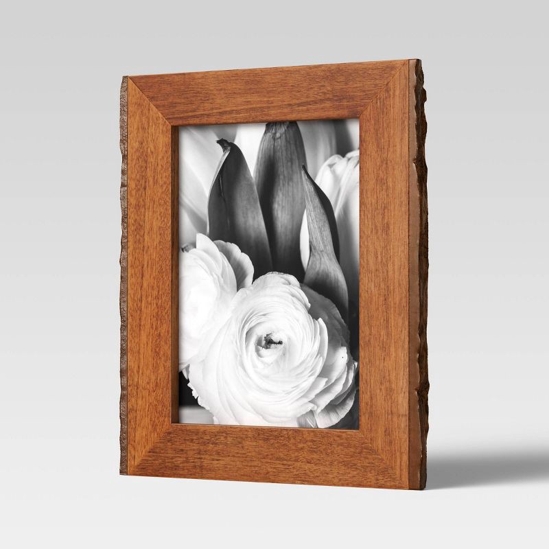slide 3 of 4, 5" x 7" Vertical Sides Natural Frame Antique Wood - Threshold™: Rustic Tabletop Easel Back Display, 1 ct